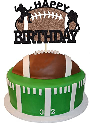 Gyufise 1 x Fußball-Kuchenaufsatz, Rugby-Ball, Happy Birthday-Kuchendekorationen für Schüssel, Party-Dekoration, Touchdown, Sport, Thema, Spieltag, Partyzubehör, Dekorationen