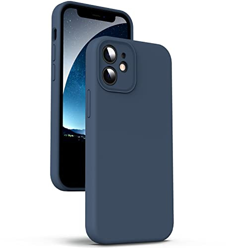Supdeal Liquid Silikon Hülle für iPhone 12 Mini, [Kameraschutz] [Mikrofaser] [3 Schicht Schützen] Flüssige Silikon Handyhülle, Ultra Dünn und Bequem zu halten Schutzhülle, 5,4 Zoll, Dunkel Blau