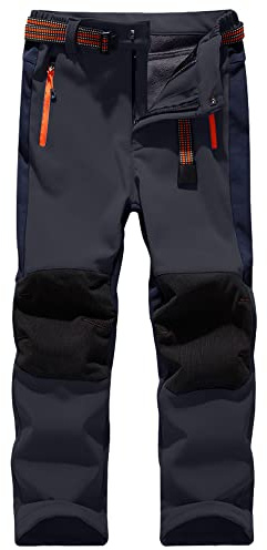 Jessie Kidden Kids Boys Girls Youth Waterproof Windproof Hiking Ski Snow Pants Elastic Waist Warm Insulated Fleece Lined Winter Pants (16010 Grey, 6-7 Years)