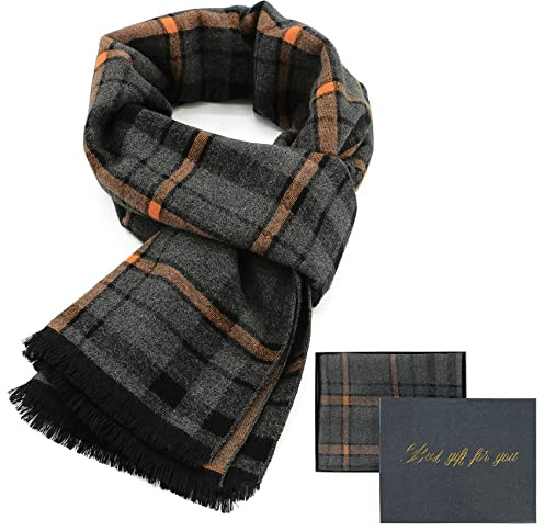 Durio Schal Herren Warm und Weiche Winterschal Herrenschal Gestrickt Plaid Winter Lange Schals
