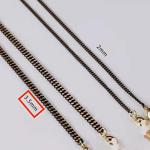 Brillenkette Metall Schwarz Gold Sonnenbrille Brillenkette Maskenhalter Frauen Männer Brillen Halskette Anti-Verloren Punk Strap Lanyard 3.5Mmyjl97-2