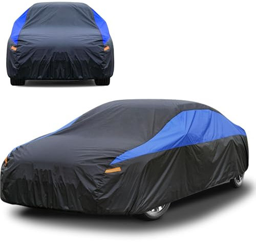 JanYoo Waterproof Car Cover All Weather Snow proof UV Protection Windproof Outdoor Full Car Cover, Universal Fit for Sedan (Fit Sedan Length 490-470CM)
