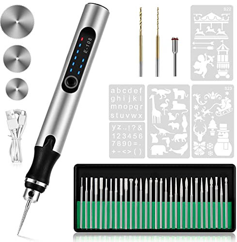 Stylo Graveur Électrique, Sans Fil Trousse à Outils De Gravure, Mini Multifonction Outil Graver, Graveur Rotatif de Bricolage Portable Pour Bijoux Métal Verre Pierre Plastique Bois