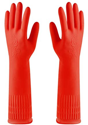 BEALIFE 2 guanti in gomma, gadget da cucina, attrezzi da giardinaggio, impermeabili a lunga durata, colore giallo, Rosso, M