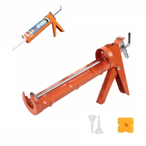 GAILY YOUTH Caulking Gun with Nozzles and Seam Scraper, Drip Free Caulkking Gun for use with caulks sealants and adhesives (Red)