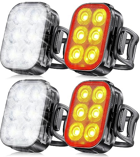Zewdov Bike Lights for Night Riding, USB Rechargeable Bike Lights Front and Back, Waterproof IP65 Bicycle Light, 4+6 Modes Bike Headlight and Tail Light Set,1.5 Hrs Fast Charging, Easy to Install