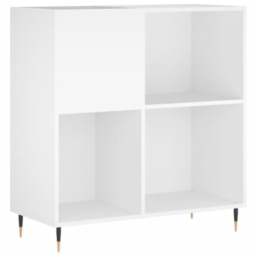 vidaXL Plattenschrank, Schallplattenschrank mit viel Stauraum, Plattenspieler Schrank für Wohnzimmer, LP Schrank Schallplattenständer, Weiß Holzwerkstoff