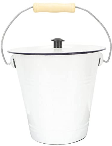 SHOWERORO Seau En Émail Épais 24 Cm 5,5 l Poignée En Métal Seau De Rangement Multi-usages Maison Nettoyage Organisation Buanderie Vintage