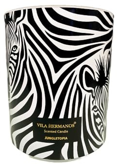 IMPACTE MILANO. Vela Aromática 200gr, Cera Vegetal en Vaso con Diseño de Animales. Velas Perfumadas para Hogar. Vila Hermanos (Zebra)