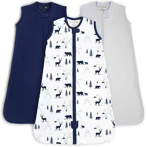 Babyschlafsack aus Bio-Baumwolle 0.5 TOG Sommer Schlafsack 3er-Pack | Atmungsaktiv, leichter Sommerschlafsack aus GOTS- und OEKO-TEX-zertifizierter Bio-Baumwolle für 0–6 Monate von Mama Cheetah