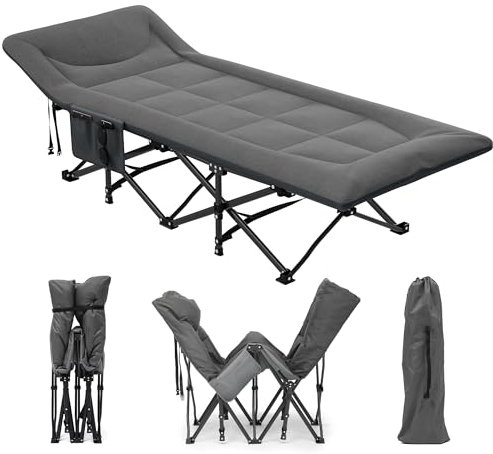 YITAHOME Feldbett Klappbar für Erwachsene, Robustes Campingbett mit Einer Traglast von 260 kg, Starkes Gestell mit Dickeren Rohren, Feldbett mit Tragetasche für Reisen/Büro/Outdoor, Grau