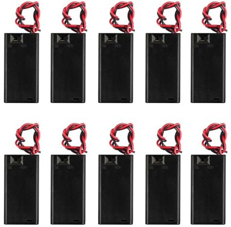 AEDIKO 10pcs 2 AA Battery Holder with Switch 2X 1.5V AA Battery Holder Case with Wire AA Battery Holder with ON/Off Switch