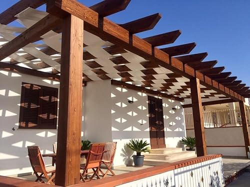 TENDAGGIMANIA Fascia Ombreggiante per Pergola Gazebo e Coperture in PVC Oscurante 750 gr/mq - Piattine per il fissaggio incluse - Fascia per Pergola Misura 75 CM X 400 CM - Colore Bianco