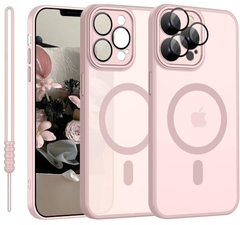 YUANDMI für iPhone 12 Pro Max Hülle Kompatibel mit MagSafe, Handyhülle für iPhone 12 Pro Max Magnetisch Leicht Dünn Matte Touch Kameraschutz, Anti-Gelb rutschfest Kratzfest Schutz Stoßfest Hülle Rosa