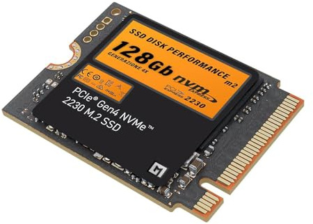 SSD PCIe NVMe Gen 4x4 da 128Gb M2 2230, Unità a Stato Solido Interna, include adattatore per slot 2280, alta velocità di trasferimento dati, solo per uso professionale, garanzia Italia