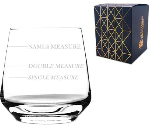 Personalised Engraved Novelty Tallo Whisky Glass with 'Name's Measure' Design, Customise with Any Name for Any Occasion, Gift Box Included, Laser Engraved, Birthday Fathers Day Retirement Present