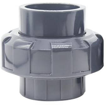 50mm Verschraubung aus PVC, Rohrverbinder Klebemuffen Kappen Fittings für Pool und Haus Rohrleitungsbau, Grau