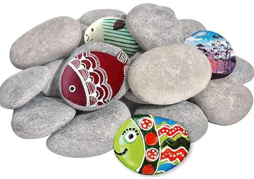 sitengjun 15 Pezzi Pietre Piatte da Dipingere,5-7 CM Ciottoli da Dipingere,Pietre Decorative,Pietra Naturale,Ciottoli Decorativi,Ciottoli Bianchi da Giardino,per Pittura Colorata e Decorazione