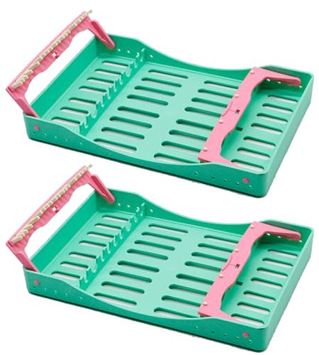 2 Pièces Boîte De Stérilisation Dentaire étui De Placement D'instrument De Spatules De Remplissage En Résine Composite Support De Plateau De Désinfection Outils De Dentisterie(Size:L,Color:Vert)