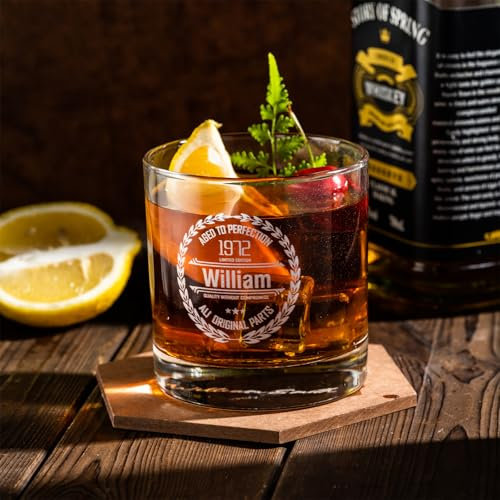 Bicchiere da whisky personalizzato, bicchiere da vino personalizzato per uomo, regalo di whisky bourbon, whisky scozzese stampato, bicchiere da 311,8 g, adatto per birra, liquori e cocktail, regalo di
