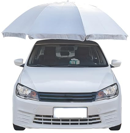 Impermeabile Auto Ombrello, Ombrellone Per La Protezione Solare, Copri Auto Per Esterno Portatile,Tenda Per Auto Protezione Per Ombrellone, Posto Auto Coperto Mobile(Silver,260cm)