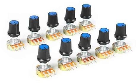10er-Pack Lineare Drehpotentiometer mit Drehknopf, 200V 0.125W