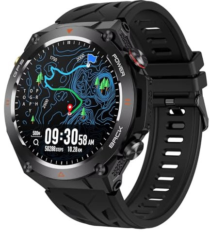 Orologio GPS da uomo, barometro, militare, bussola, altimetro, orologio sportivo per attività all'aria aperta, funzione telefono, funzione di salute, orologio da polso, contapassi, orologio da corsa,