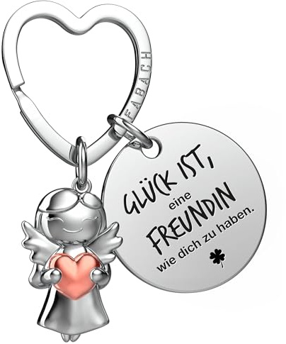 FABACH Beste Freundin Schlüsselanhänger Schutzengel mit Herz und Gravur - Beste Freundin Geschenke Schlüsselanhänger - Beste Freundinnen Geschenk Engel Glücksbringer Beste Freundin