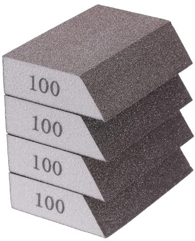 HARFINGTON 4pcs Sanding Sponge Blocks 240-320 Grit Sanding Sponge with Angled Edge 4x2.8x1, Washable and Reusable Foam Sanding Block for Polishing Kitchen Metal Wood Drywall Home
