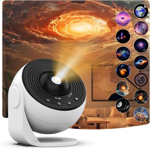 Planetarium Star Projector,FLEVO Galaxy Projector for Bedroom,13 in 1 HD Realistic Starry Sky Night Light with Galaxy Discs,for Kids Ceiling Home Living Room Decor Birthday Gifts(Pro)