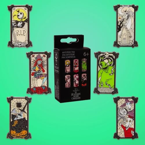 Loungefly - Disney - The Nightmare Before Christmas - Portrait Style Mystery Enamel Pins - 1 Of 6 To Collect - Styles Vary - TNBC - Blind Box - Spilla da Collezione Carina - per gli Zaini & Borse