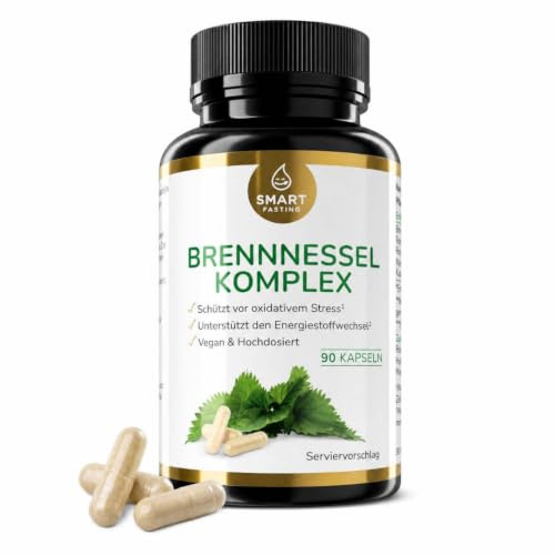 Brennnessel Komplex – 500 mg Brennnesselblatt-Extrakt – Rosskastanien- und Weinrebenblatt-Extrakt – 90 Kapseln – Vegan, ohne künstliche Zusätze – Hergestellt & laborgerpüft in Deutschland