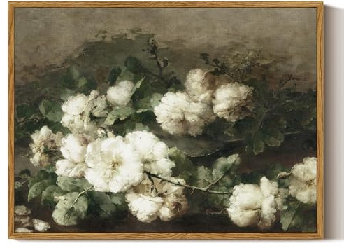 ARPEOTCY Leinwand Bilder mit Rahmen, Klein Vintage Wanddeko, Wandbilder Wohnzimmer Schlafzimmer Badezimmer Küche, Bauernhaus Zimmer Deko Aesthetic, Blumen kunstdrucke Painting, 40x30cm