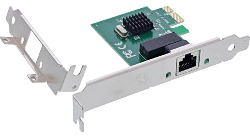 InLine® Realtek RTL8111H - Scheda di rete Gigabit PCIe x1, 1 x RJ45 1Gb/s, per PC desktop, Windows/Linux/macOS, 51125M