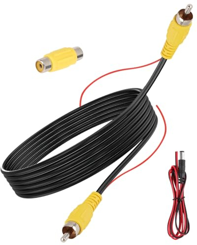 Câble RCA Vidéo Mâle Mâle, Cable Camera de Recul 10M avec Adaptateur RCA Femelle-Femelle et Câble d'Alimentation DC 1.2M, Câble Extension Caméra de Recul pour Voiture, Moniteur, Caméra de Surveillance