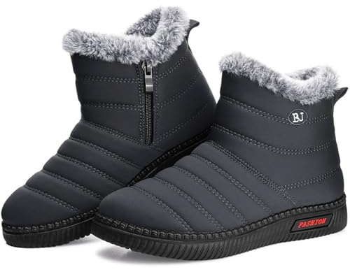 Mufanton Bottes de Neige Femme Chaussures d'hiver Bottines Fourrure Doublure Outdoor Antidérapant Chaussure de Marche