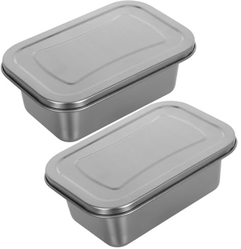 Kichvoe 1.2L Boîte de Conservation pour Glaces en Acier Inoxydable Lot de 2 Récipient Alimentaire Étanche et Réutilisable pour Congélateur pour Maison et Stockage de Snacks