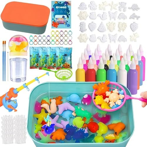 REDKNOT 98 pcs Magic Water Elf Set, 3D Aqua Gelz Set mit 24 Farben & 24 Formen, Wasserperlen Spielzeug, Magic Jelly Kreativ Set für Jungen Mädchen