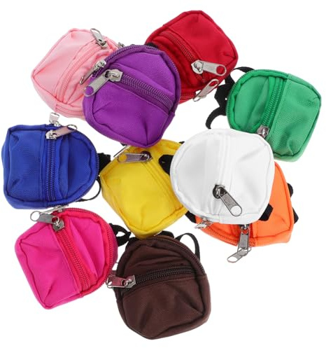 Miniatur Rucksack für Puppen mit Reißverschluss, 10 Stück aus Stoff | Kinder, Elegant Gestaltet, Kleiner Größe, Vielseitig Nutzbar, Passend für Spielzeit und Outdoor Abenteuer