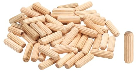 sourcing map 60Pcs Wooden Dowel Pins, M6 x 20mm Straight Dowel Rods Wood Fluted Dowels Rods for Crafts Furniture DIY Hardwood