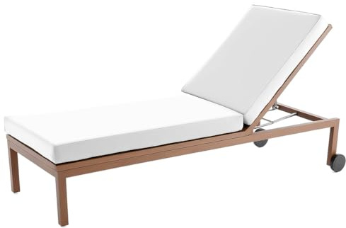 Aocase Sonnenliege Auflage, Deckchair Auflagen, Liegenauflagen für Gartenmöbel Wasserdicht, liegestuhl Auflage Mit Einstellband,für Sonnenliege Gartenmöbel Matratze,Weiß,193x56x5cm