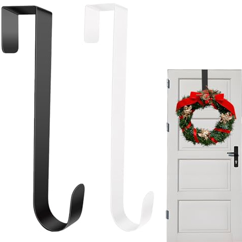 BPTZYLN 2 PCS Wreath Hanger for Front Doors Set, Over Door Hangers Christmas Door Garland Hangers Wreath Hook, Garland Hanger for Front Doors Wedding Family Walls Office or Decorations