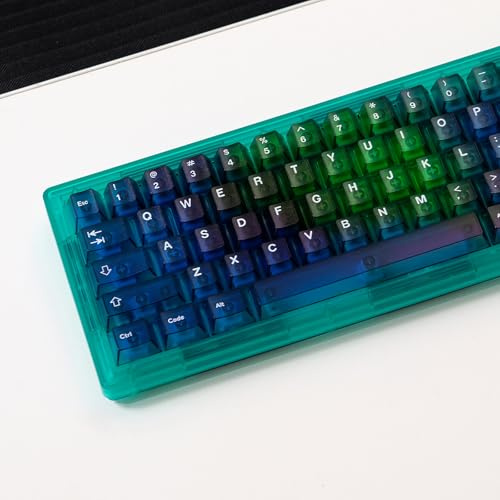 114 Keys Green Transparent Keycaps PC Cherry Profile Clear Keycaps Set | Fit for 60% 65% 75% Cherry Mx Switches Mechanical Keyboard