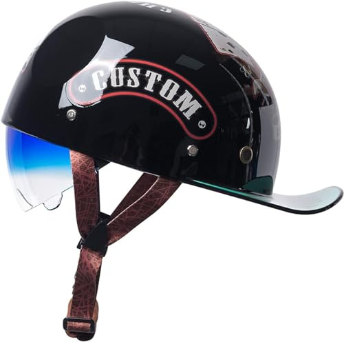 ZHANGXIO Mezzo Casco Jet Moto retrò Casco Scodella Portatile, ECE Omologato Mezzo Elmetto da Moto retrò per Uomo Donna Biker Cruiser Scooter Touring