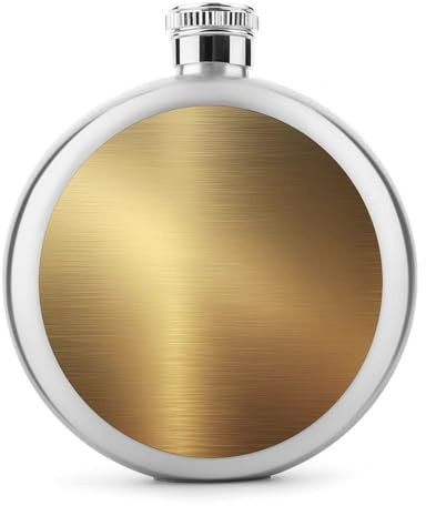 Flasque minimaliste métallique en acier inoxydable doré doux pour liqueur, poche ronde portable pour boisson 140 ml