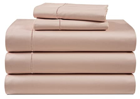 LANE LINEN 100% Egyptian Cotton Split King Bedding Set for Adjustable Beds, Fully Elasticized Reinforced 15 Inch Extra Deep Pocket Split King Sheets, Sateen Weave for Silky Finish - Sepia Rose