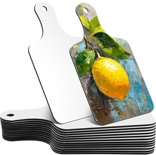 Patelai 12 Pcs Sublimation Cutting Board Blanks 6.3 x 11.81 Inches Sublimation Chopping Board Craft with Handle Heat Thermal Transfer Sheet DIY Picture Charcuterie for Home and Kitchen Decoration