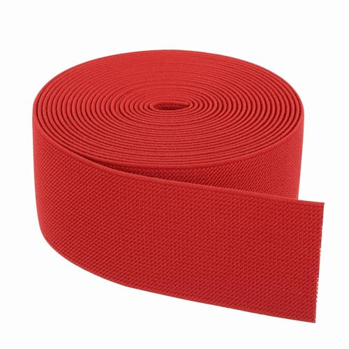 QUARKZMAN Bande Elastiche Per Cucire 5cm x 4.6m Rosso Spago Elastico In Maglia Alta Elasticità Per Parrucche Cinture Pantaloni Progetti DIY