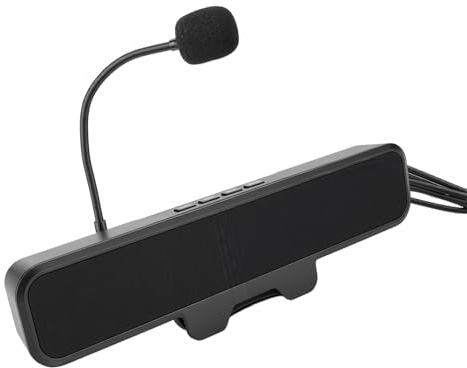 YUEHISY Altoparlante per Computer con Clip e Microfono Rimovibile, Soundbar Desktop Alimentata Tramite USB, Controllo del Volume per Display Monitor Tablet PC Portatile