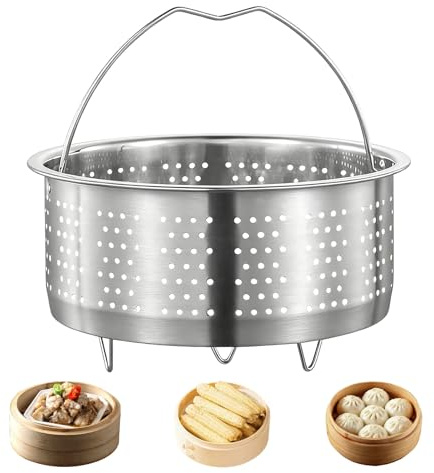 Cesta de Vapor Acero Inoxidable 304 con Mango, 20 cm – Vaporera Multiusos para Cocinar Verduras, Frutas, Pescado, Huevos, Arroz y Más, Compatible con Ollas a Presión y Vaporeras